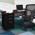 Fusion Pedestal Desk, 24 D, 60 W, 29 H, Mahogany, Wood|Metal MSP6024MH